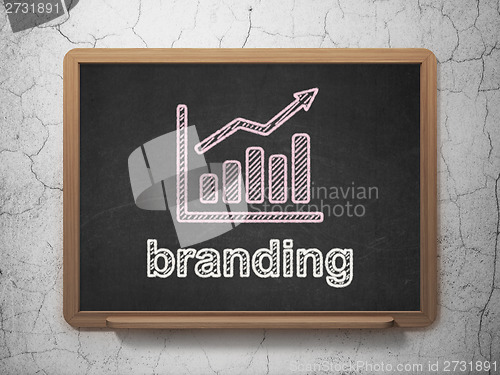 Image of Marketing concept: Growth Graph and Branding on chalkboard background