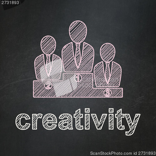 Image of Marketing concept: Business Team and Creativity on chalkboard background
