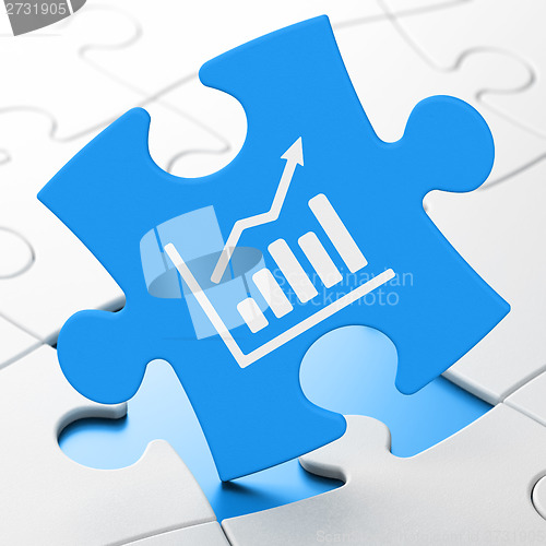 Image of Marketing concept: Growth Graph on puzzle background