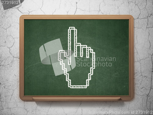 Image of Marketing concept: Mouse Cursor on chalkboard background