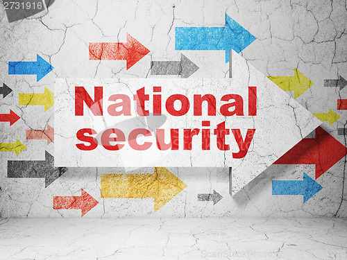 Image of Security concept: arrow with National Security on grunge wall background