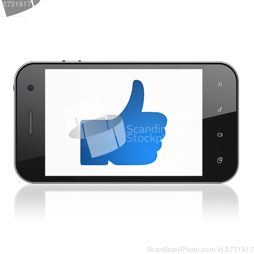 Image of Social network concept: Thumb Up on smartphone