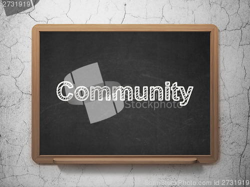 Image of Social media concept: Community on chalkboard background