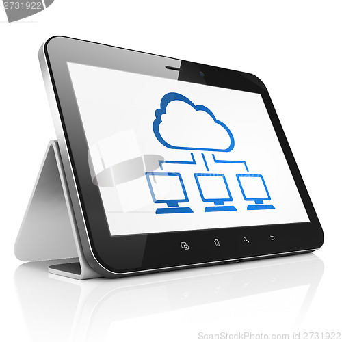 Image of Cloud technology concept: Cloud Network on tablet pc computer