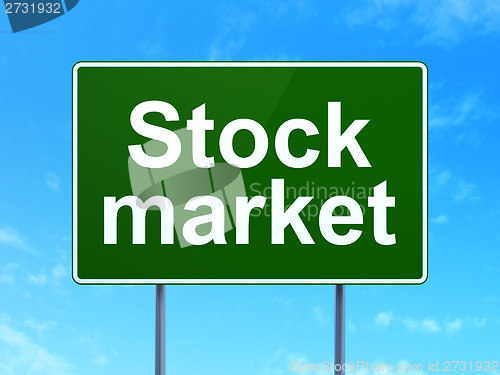 Image of Business concept: Stock Market on road sign background