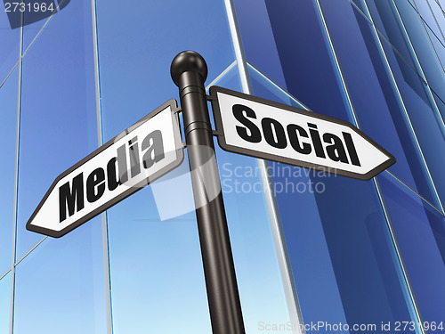 Image of Social network concept: sign Social Media on Building background