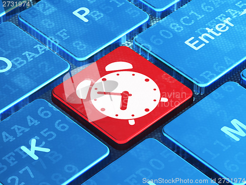 Image of Time concept: Alarm Clock on computer keyboard background