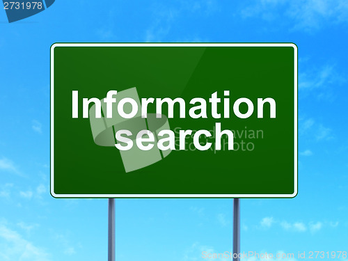 Image of Data concept: Information Search on road sign background