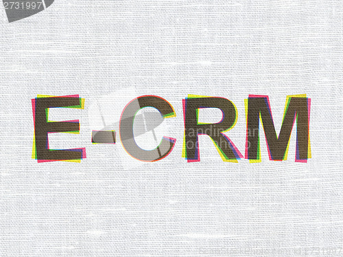 Image of Business concept: E-CRM on fabric texture background