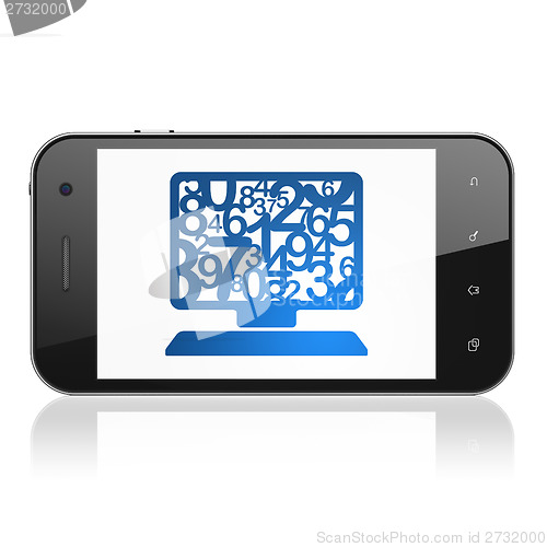 Image of Education concept: Computer Pc on smartphone