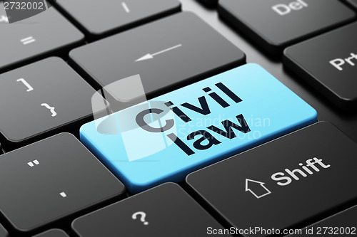 Image of Law concept: Civil Law on computer keyboard background