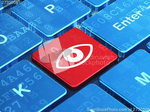 Image of Security concept: Eye on computer keyboard background