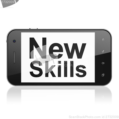 Image of Education concept: New Skills on smartphone