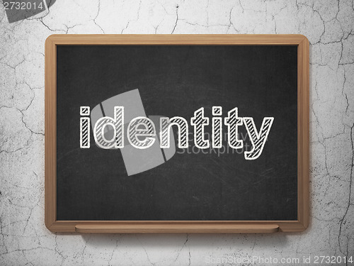 Image of Privacy concept: Identity on chalkboard background