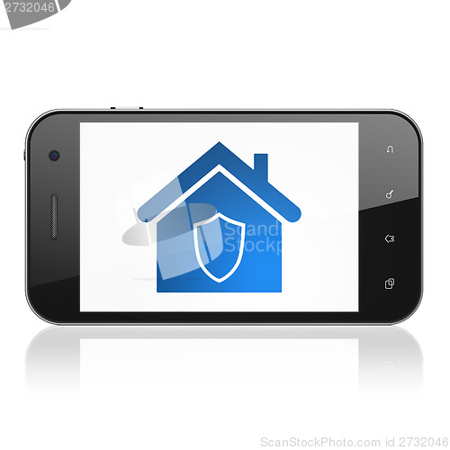 Image of Safety concept: Home on smartphone