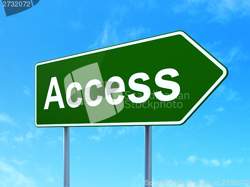 Image of Privacy concept: Access on road sign background