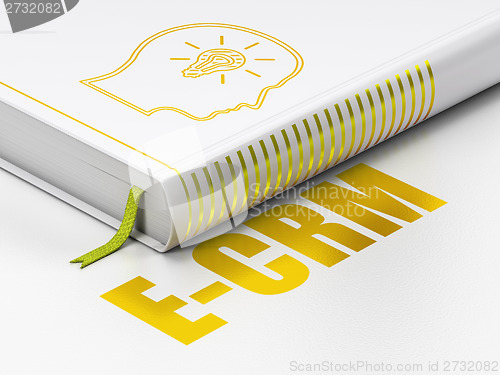 Image of Business concept: book Head With Lightbulb, E-CRM on white background