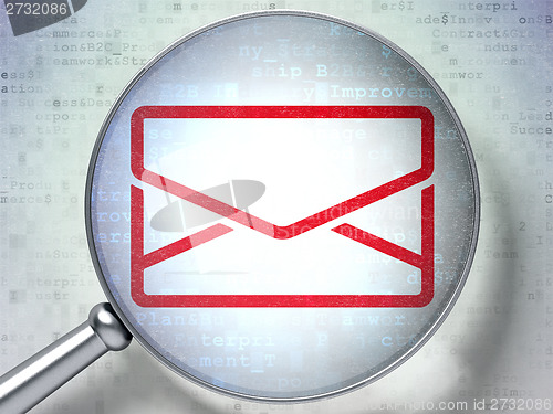 Image of Business concept: Email with optical glass on digital background