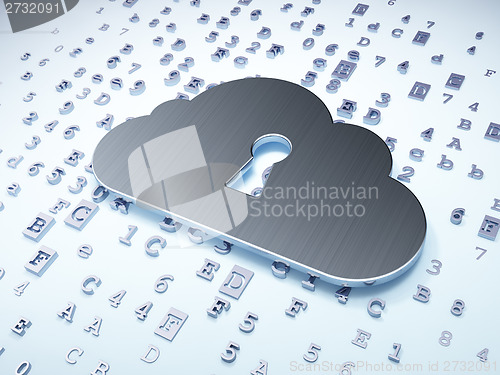 Image of Cloud technology concept: Silver Cloud With Keyhole on digital