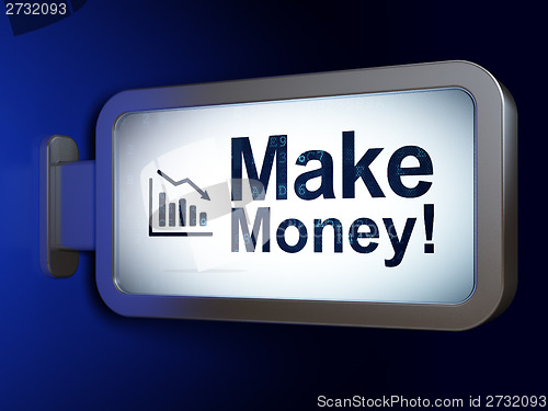 Image of Business concept: Make Money! and Decline Graph on billboard background