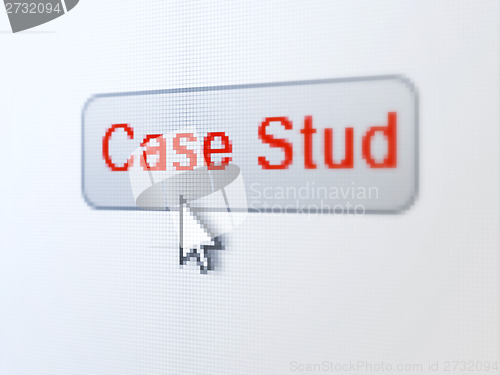Image of Education concept: Case Study on digital button background