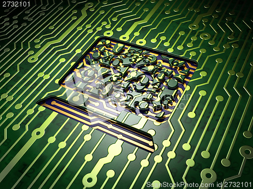 Image of Education concept: Computer Pc on circuit board background