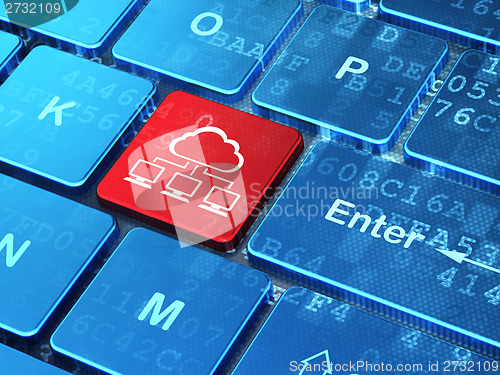 Image of Cloud computing concept: Cloud Network on computer keyboard background