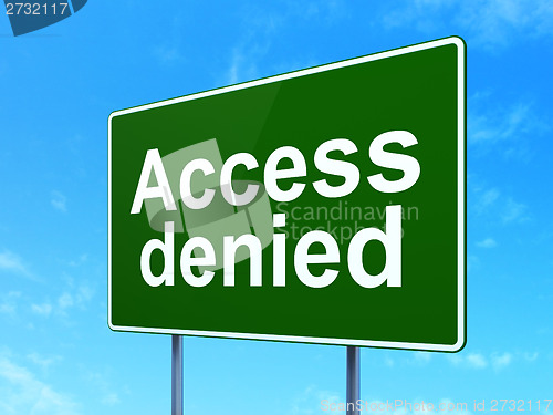 Image of Privacy concept: Access Denied on road sign background