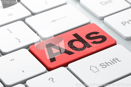Image of Advertising concept: Ads on computer keyboard background