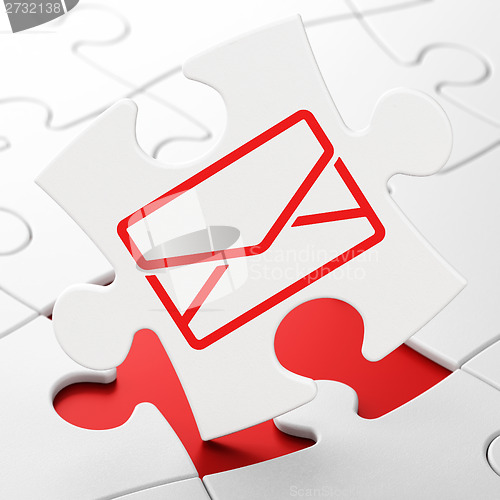 Image of Finance concept: Email on puzzle background