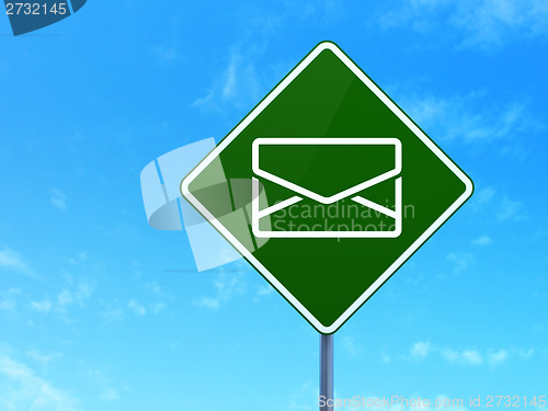 Image of Finance concept: Email on road sign background