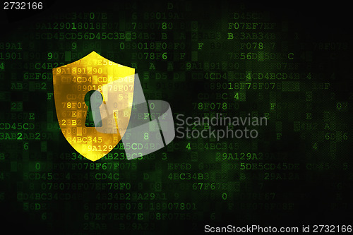 Image of Security concept: Shield With Keyhole on digital background