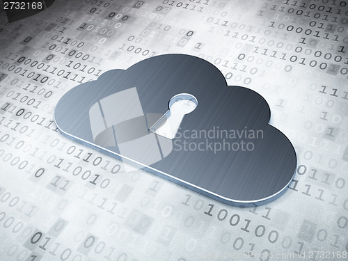 Image of Cloud computing concept: Silver Cloud With Keyhole on digital