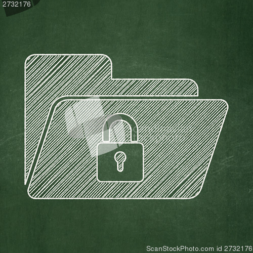 Image of Finance concept: Folder With Lock on chalkboard background