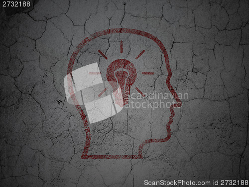 Image of Finance concept: Head With Lightbulb on grunge wall background
