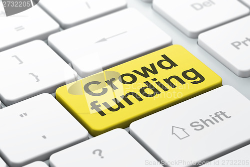 Image of Finance concept: Crowd Funding on computer keyboard background