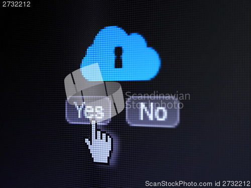 Image of Cloud networking concept: Cloud With Keyhole on digital screen