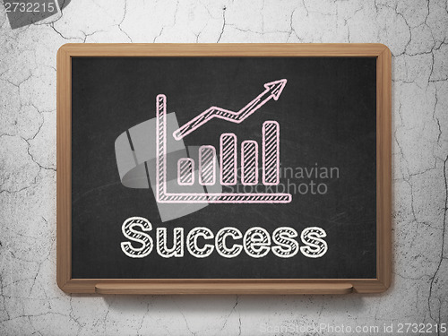 Image of Finance concept: Growth Graph and Success on chalkboard background