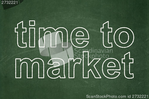 Image of Timeline concept: Time to Market on chalkboard background