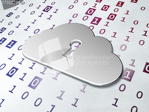 Image of Cloud technology concept: Golden Cloud With Keyhole on Binary