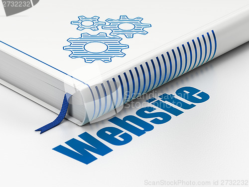 Image of Web development concept: book Gears, Website on white background