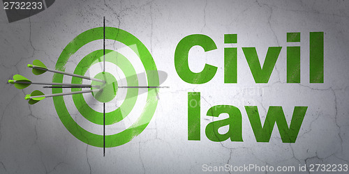 Image of Law concept: target and Civil Law on wall background