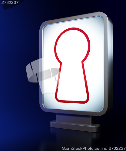 Image of Safety concept: Keyhole on billboard background