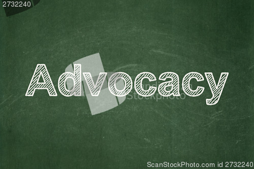 Image of Law concept: Advocacy on chalkboard background