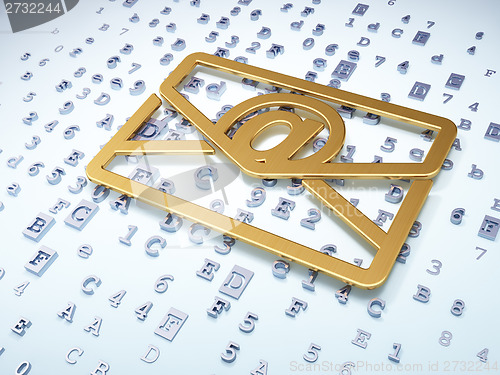 Image of Finance concept: Golden Email on digital background