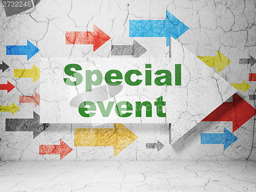 Image of Finance concept: arrow with Special Event on grunge wall background
