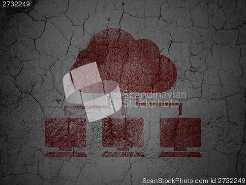 Image of Cloud technology concept: Cloud Network on grunge wall background