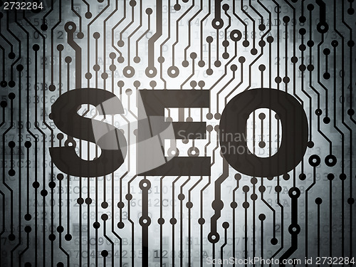 Image of Web design concept: circuit board with SEO