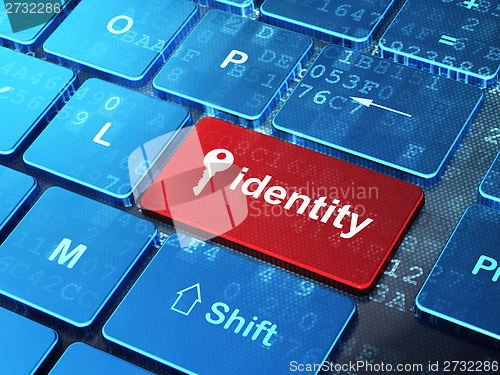 Image of Security concept: Key and Identity on computer keyboard background