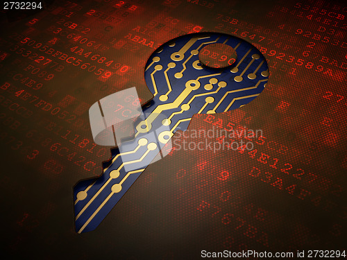 Image of Security concept: Key on digital screen background